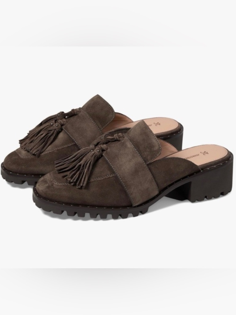 Johnston & Murphy women’s Alice fringe suede heel mule size 8M